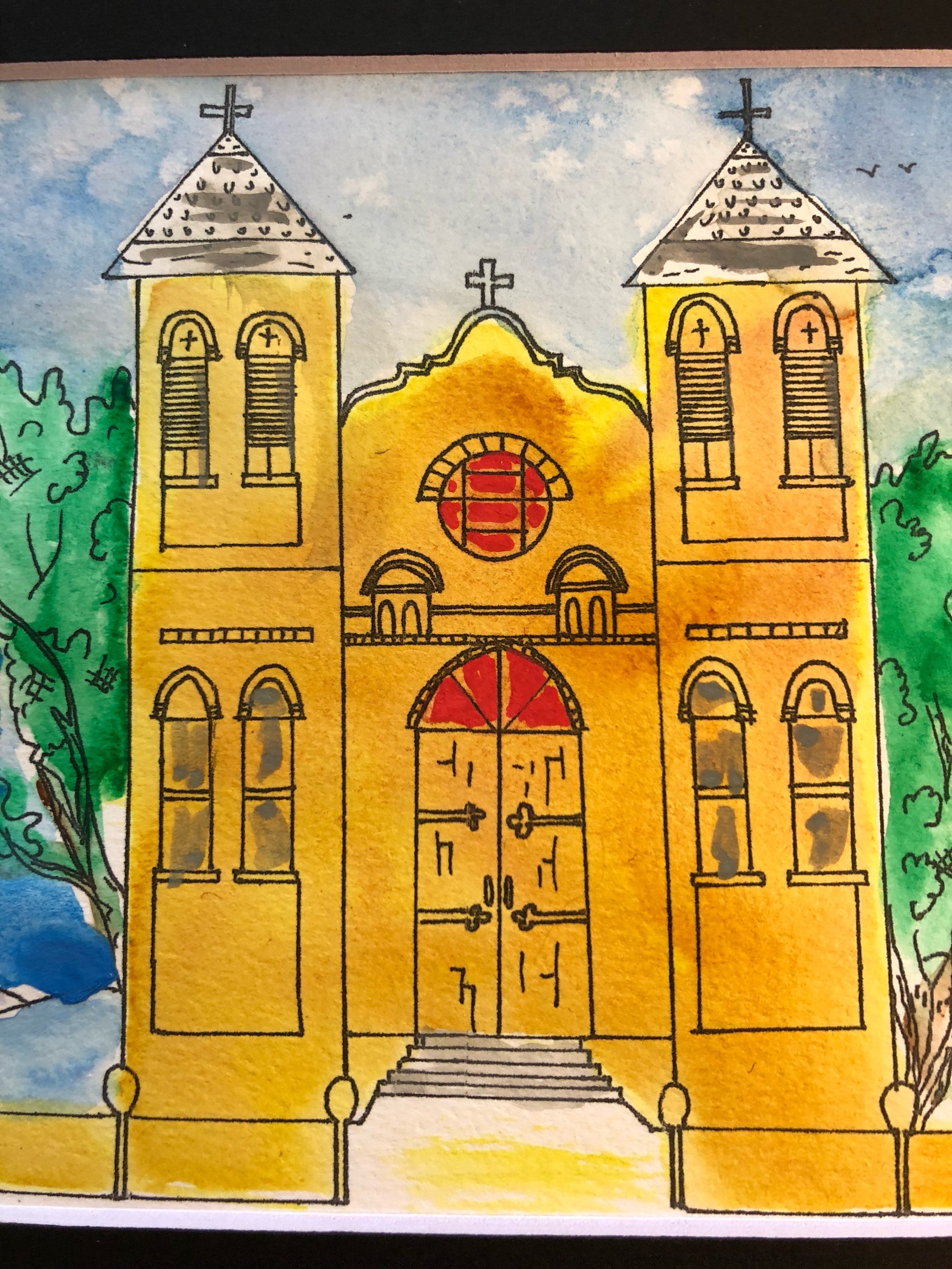 mesilla new mexico on Basilica San Albino Mesilla Nm Watercolor Painting By New Etsy