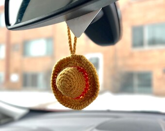 Crochet One Piece straw hat keychain
