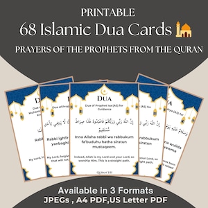Islamic Dua Cards Digital Download | Ramadan Eid Gift | Printable Quran Supplication Flashcards | Arabic with Transliteration and English