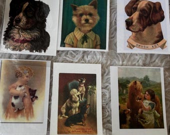 Vintage Silk Dog Horse Silkys, Crazy Quilt Junk Journal Supplies