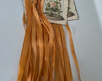 Coral Poppy Hand Dyed Silk Ribbon 7mm Variegated