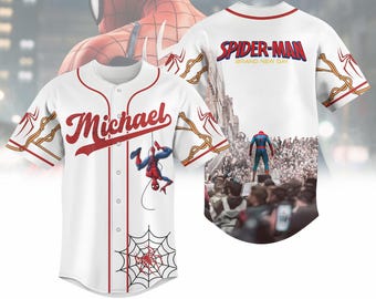 Spersonalizowana koszulka baseballowa Spider-Mana, Koszulka baseballowa Spidermana, Koszulka Spider-Mana, Koszulka Spidey'ego, Koszulka Superbohatera, Prezent dla Niego i Dla Niej