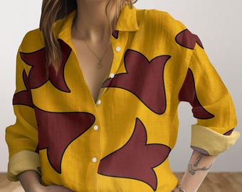 Jumba Jookiba Cosplay Kostüm, Lilo Und Stitch Shirt, Halloween Shirt, Tropisches Shirt, Frauen Bluse, Disney Shirt im Leinen-Look