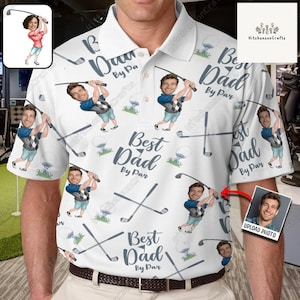 Custom Fathers Day Golf Polo Shirt With Face, Custom Golf Shirt, Dad Golf Shirt, Dad Shirt, Polo Shirt For Dad Father Golfer Golf Lover