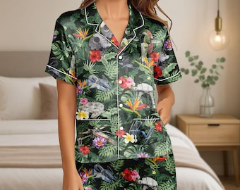 Star Wars Tropical Satin Pajamas Set, Spaceship Women Pajamas, Disney Movie Shorts Pajamas, Bridesmaid Pajamas, Galaxy's Edge Shirt