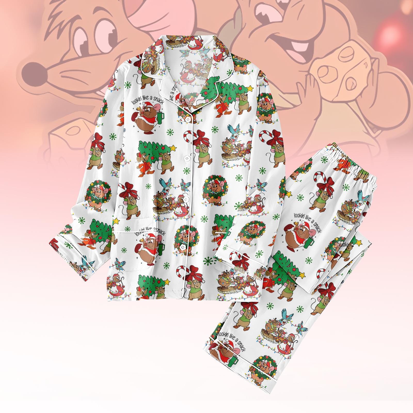 Discover Christmas Gus Gus Family Pajamas Set, Disney Cinde Women Pajamas, Cute Jag And Gus Holiday Pjs