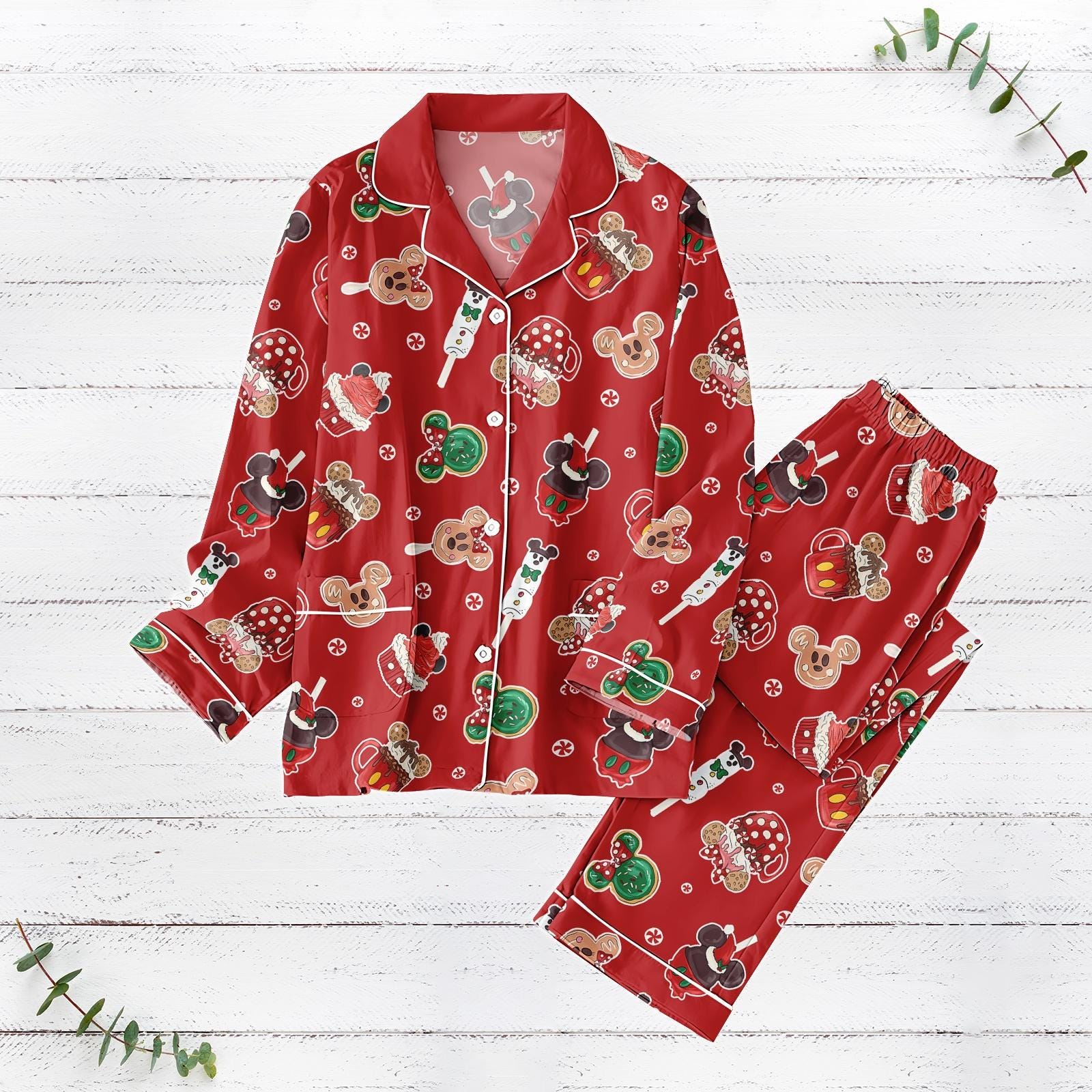 Discover Mickey Mouse Christmas Pajamas Set, Gingerbread Candies Holiday Pajamas, Disney Merry Christmas Loungewear