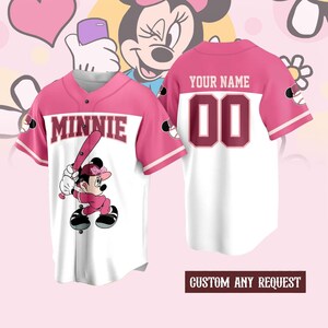 Custom Minnie Mouse Baseball Jersey, Minnie Basketball Shirt, Disney Character Jersey, Movie Cartoon Baseball Shirt, Gift For Her Him