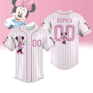 Personalized Disney Minnie Baseball Jersey, Minnie Mouse Jersey Shirt, Disneyland Baseball Team, Magic Kingdom Shirt Gift For Her Women