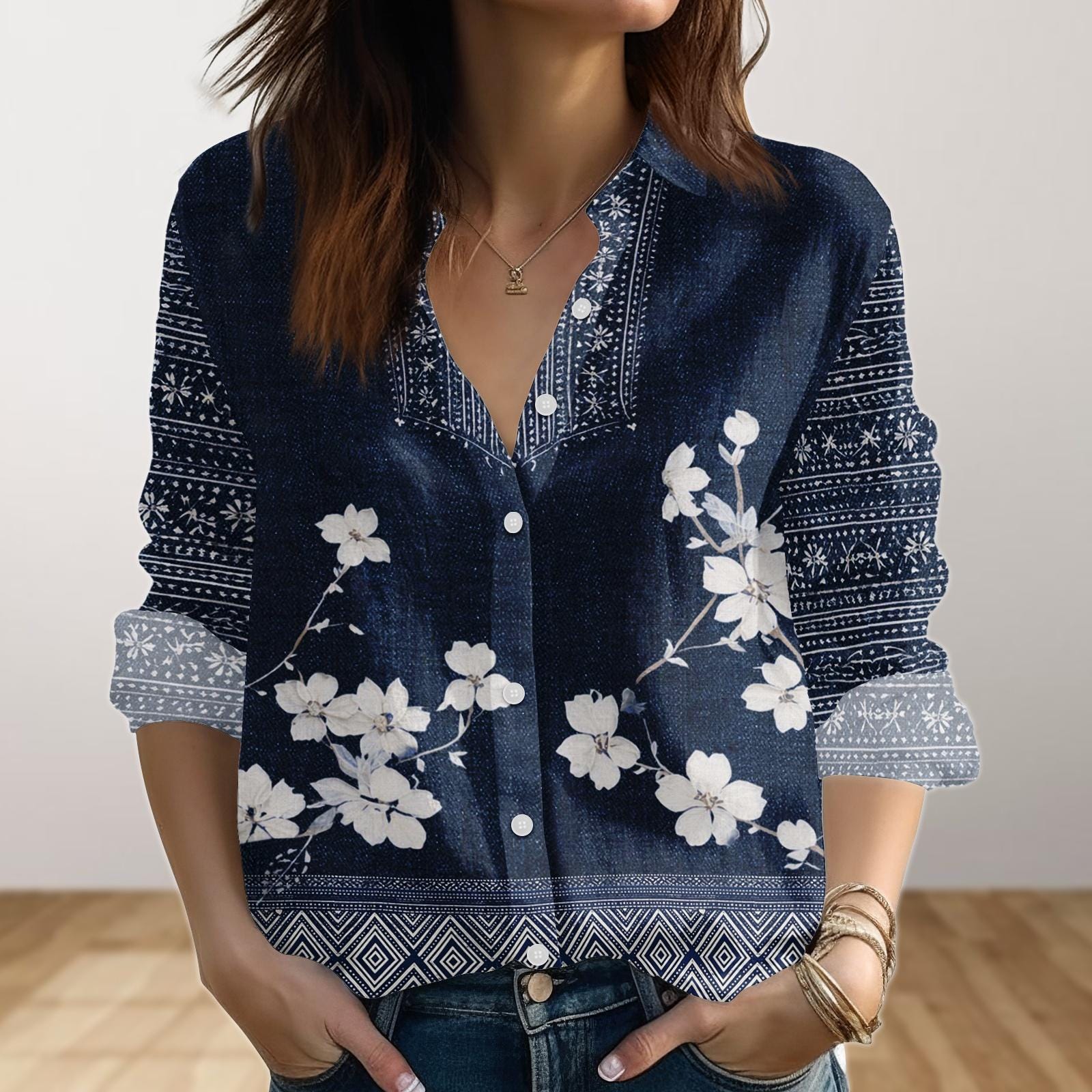 Blue Flowers Blouse - Etsy