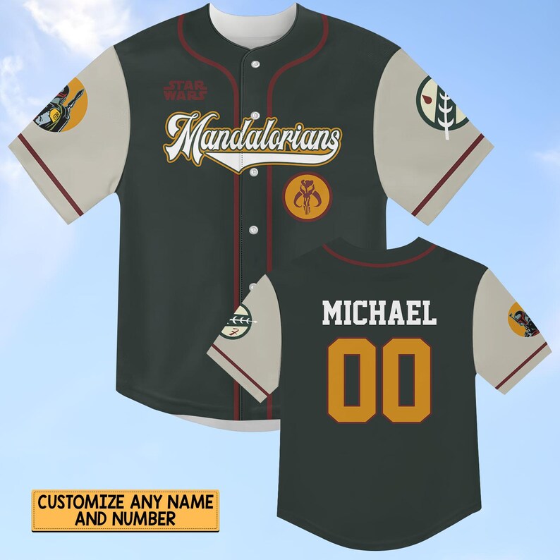 Mandalorians Baseball Jersey, Star Wars Baseball Shirt, Galaxy's Edge shirt, Custom Name Number Jersey, Family Birthday Gift Adult Kid