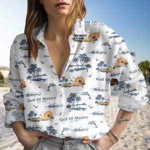 Golf von Mexiko Shirt, Golfküstenblusen-Shirt, Geschenk für mexikanische Liebhaber, Golf von Mexiko-Frauenbluse, Golf von Amerika-Sommer-Strandhemd