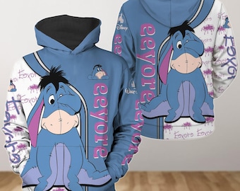 Disney Eeyore Hoodie 3D, Eeyore Zip Hoodie, Winnie The Pooh Shirt, Eeyore Lover Gift, Movie Cartoon Hoodie, Disney Hoodie, Eeyore Shirt