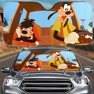 Funny Goofy And Max Car Sun Shade, Disney Goofy Movie Auto Sunshade, Goofy And Max Car Accessory, Disney Car Sun Shade, Car Decoration