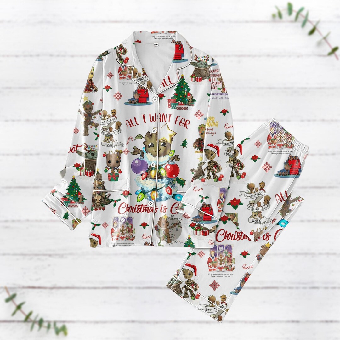 Cute Groot Christmas Pajamas Set, All I Want for Christmas is Groot ...