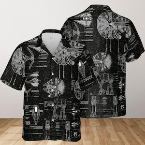 Star Wars Spaceship Hawaii Shirt, Disney Movie Hawaiian Shirt, Starwars Button Shirt, Galaxy&#39;s Edge Shirt, Summer Shirt, Beach Shirt