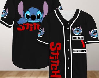 Custom Lilo And Stitch Baseball Jersey, Stitch Jersey Shirt, Stitch Dog Athletic Jersey, Disney Stitch Baseball Shirt For Men Women Kid