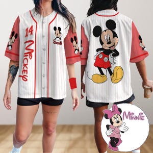 Personalized Disney Mickey Minnie Baseball Jersey, Mouse Jersey Shirt, Disneyland Baseball Team, Magic Kingdom Shirt, Gift For Her Him