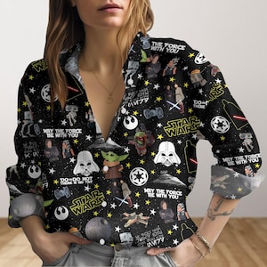 Star Wars Pattern Blouses Shirt, Starwars Long Sleeve Shirt, Disney Movie Shirt, Star Wars Shirt, Disney World Shirt, Disneyland Shirt