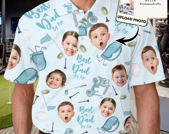 Benutzerdefiniertes Gesicht Kinderfoto-Poloshirt, benutzerdefinierter bester Vater von Par-Poloshirt für Papa, Vatertagsgeschenk für Papa, Vater, Geschenk für Golfliebhaber
