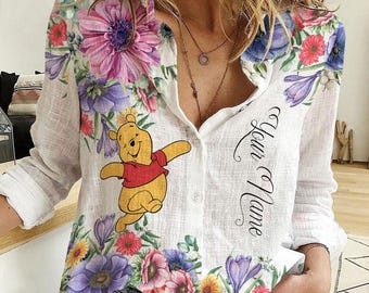 Custom Pooh Bear Shirt, Winnie The Pooh Blouse Women Shirt, Disneyworld Summer Shirt, Magic Kingdom, Disneyland Casual Shirt