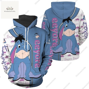 Disney Eeyore Hoodie 3D, Eeyore Zip Hoodie, Winnie The Pooh Shirt, Eeyore Liebhaber Geschenk, Film Cartoon Hoodie, Disney Hoodie, Eeyore Shirt