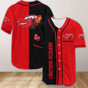 Aangepaste honkbaltrui van Lightning McQueen, McQueen 95 jersey shirt, Disney Cars honkbalshirt, Cars cartoon honkbaltrui teamcadeaus