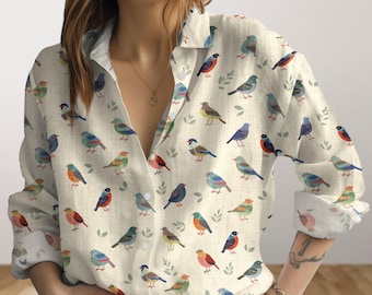 Colorful Hummingbird Blouses Shirt Women, Cute Bird Women Blouses Shirt, Bird Lover Shirt, Animal Shirt, Natural Shirt, Gift For Her