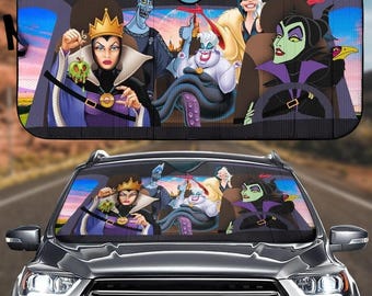 Halloween Maleficent Villains Car Sunshade, Maleficent Car Decoration, Maleficent Auto Sunshade, Sleeping Beauty Car Windshield Cover