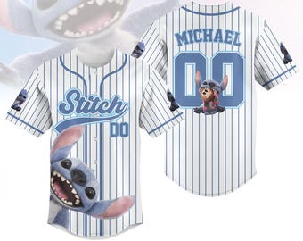Custom Stitch Baseball Jersey, Lilo And Stitch Shirt, Disney Movie Baseball Shirt, Disneyland Shirt, Disneyworld, Stitch 2025 Fan Gift