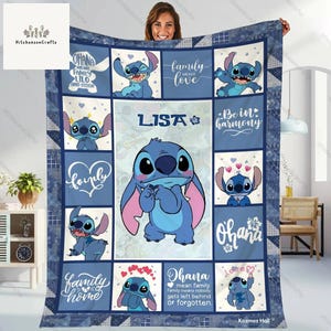 Custom Disney Stitch Blanket, Lilo And Stitch Fleece Blanket, Birthday Blanket, Disneyland Blanket, Housewarming Gift, Magic Kingdom