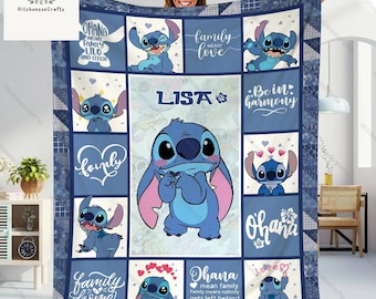 Custom Disney Stitch Blanket, Lilo And Stitch Fleece Blanket, Birthday Blanket, Disneyland Blanket, Housewarming Gift, Magic Kingdom