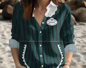 Haunted Mansion Blouse Shirt, Ghost Host Linen-Look Shirt, Disneybound Costume Cosplay, Disney Running,Halloween Women Shirt, Rundisney