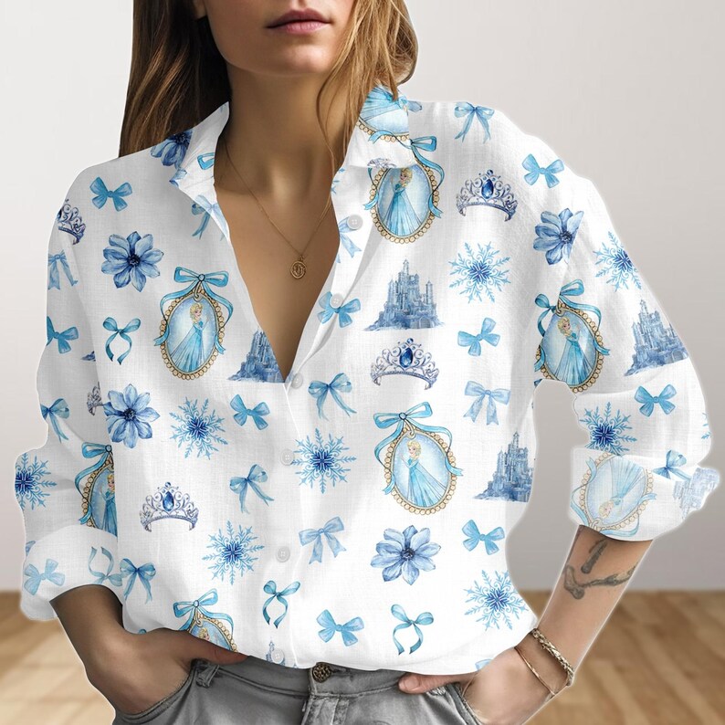 Disney Frozen Blouse Shirt, Princess Elsa Women Shirt, Disney World Shirt, Disneyland Shirt, Magic Kingdom Casual Top, Gift For Her