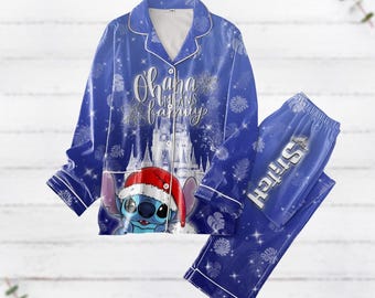 Christmas Stitch Ohana Means Family Pajamas Set Stitch Matching Pajamas Lilo Stitch Pajamas Disney Movie Cartoon Shirt Stitch Gifts Etsy