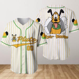 Pluto Dog Baseball Jersey, Custom Name Number Pluto Baseball Shirt, Disney Movie Cartoon Jersey, Magic Kingdom, Disneyworld, Disneyland