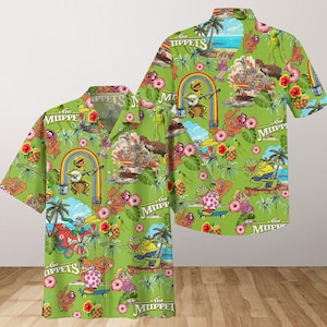 Animal Muppet Hawaiiaans shirt, Muppet Show tropisch Hawaii-shirt voor vrouwen mannen, Disney Button-shirt, strandshirt, cartoon zomershirt