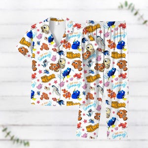 Disney Pixar Finding Nemo Characters Short Sleeve Pajamas, Disney Movie Family Pajamas Set, Magic Kingdom Shirt, Birthday Family Shirt