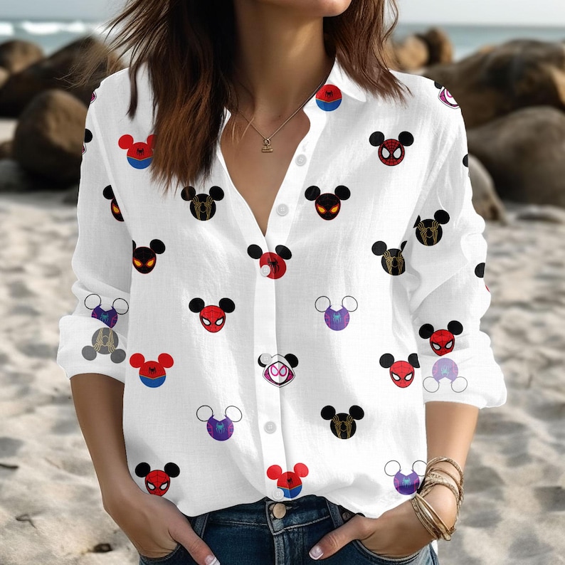 Spiderman Ears Women Shirt, Spider Gwen Ears Blouse Shirt, Iron Spiderman Ears Top, Spiderman Face Shirt, Spidey Amazing Friends Shirt