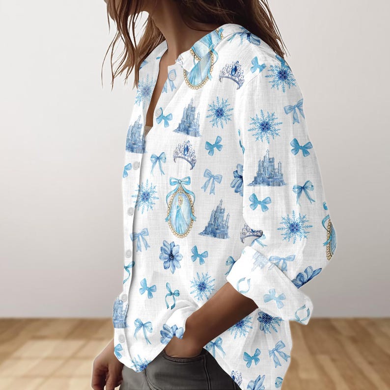 Disney Frozen Blouse Shirt, Princess Elsa Women Shirt, Disney World Shirt, Disneyland Shirt, Magic Kingdom Casual Top, Gift For Her
