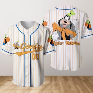 Doof Hund Baseball Jersey, benutzerdefinierte Name Nummer Goofy Baseball Shirt, Disney Film Cartoon Jersey, Magic Kingdom, Disneyworld, Disneyland