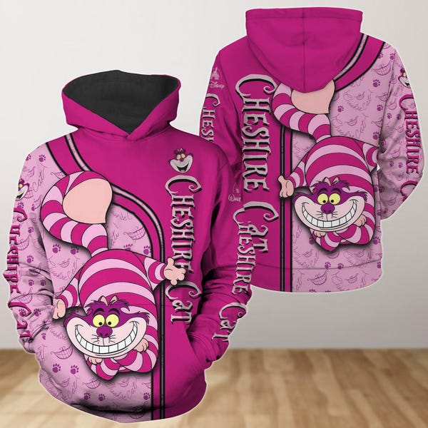 Disney Cheshire Cat Hoodie 3D, Cheshire Cat Zip Hoodie, Alice In Wonderland Shirt, Cheshire Cat Lovers Gifts, Movie Cartoon Hoodie