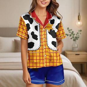 Halloween Toy Story Jessie Satin Pajamas Set, Jessie Costume Cosplay, Disney Movie Short Pajamas, Cowgirl Sleepwear, Gift For Her