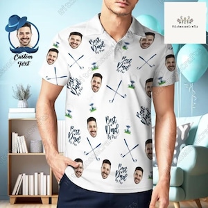 Custom Face Shirt, Best Dad By Par Polo Shirt, Personalized Photo Polo Shirt, Dad Polo Shirt, Fathers Day Gift, Gift For Dad Golf Lover