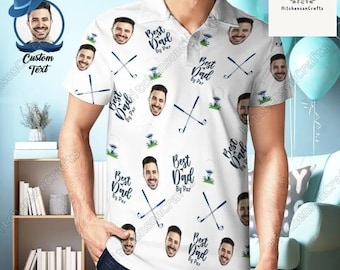 Benutzerdefiniertes Gesicht Shirt, bester Vater von Par Poloshirt, personalisiertes Foto Poloshirt, Papa Poloshirt, Vatertagsgeschenk, Geschenk für Papa Golfliebhaber