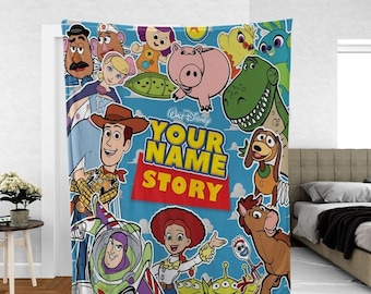 Manta personalizada de Disney Toy Story, Woody, Buzz Lightyear, Bo Peep, Jessie, Slinky Dog, manta polar de la película, regalo de inauguración de la casa.
