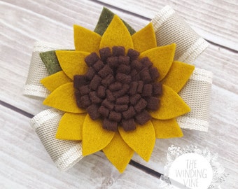 Yellow Felt Sunflower Bow Headband or Clip/Barrette for Baby, Child, Teen, and Adult