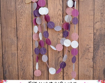 Violet/Purple/Grey/White/Mauve Felt Circle Garland, Home Decor, Party Decor