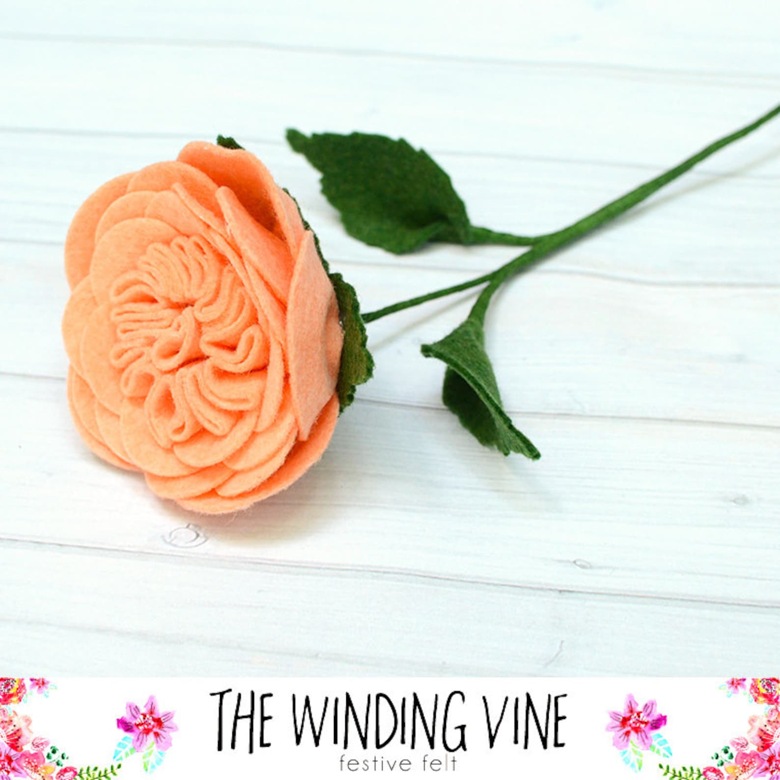 Large Felt Peach Cabbage Rose Flower Stem Single or Bouquet - Etsy