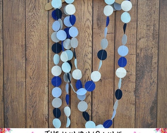 Blue/Navy/White/Gray Felt Circle Garland, Home Decor, Party Decor